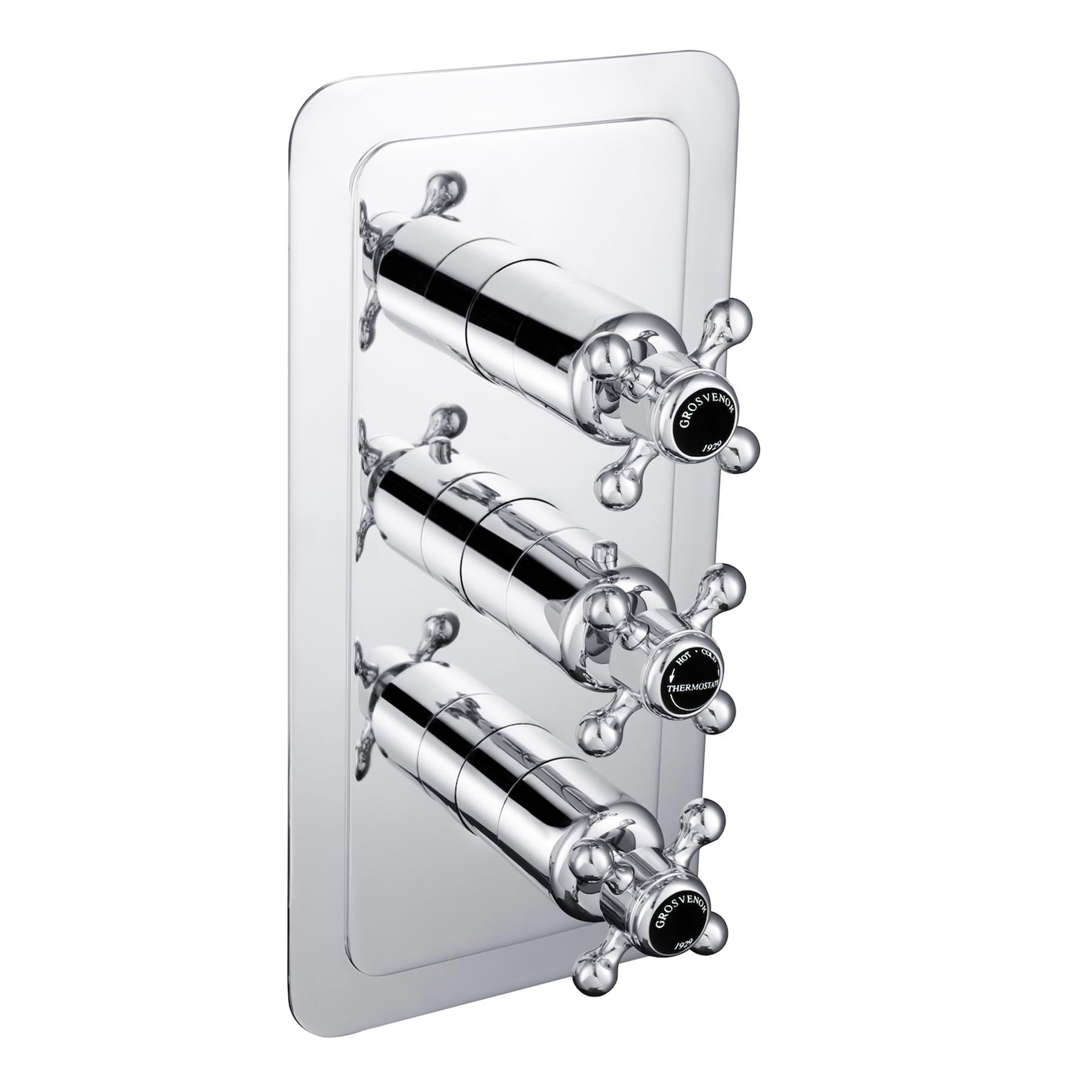 Chester Crosshead Black 2 Outlet Concealed Thermostatic Shower Valve - Vertical