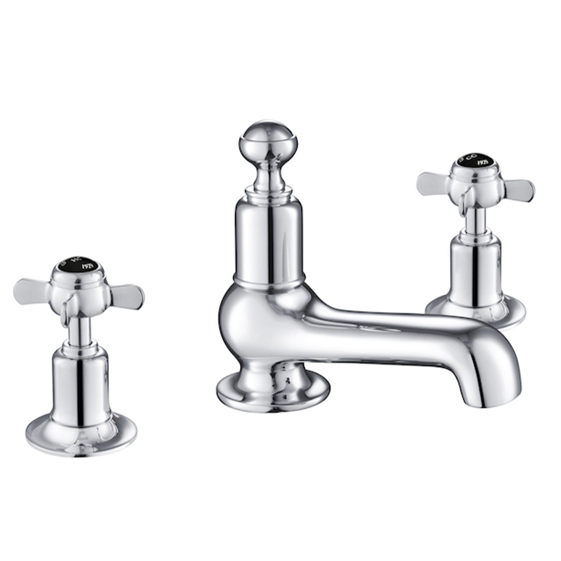 Chester Black Pinch 3 - Hole Long Nose Deck Mounted Basin Mixer