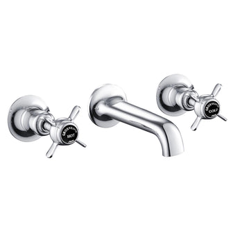 Chrome Wall Mounted 3 Hole Bathroom Sink Mixer Tap Secondary image