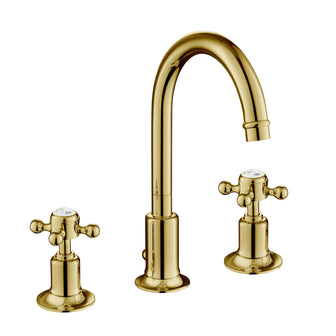 3-Hole Deck-Mounted Crosshead Basin Mixer Tap with Pop Up Waste - Gold Secondary image