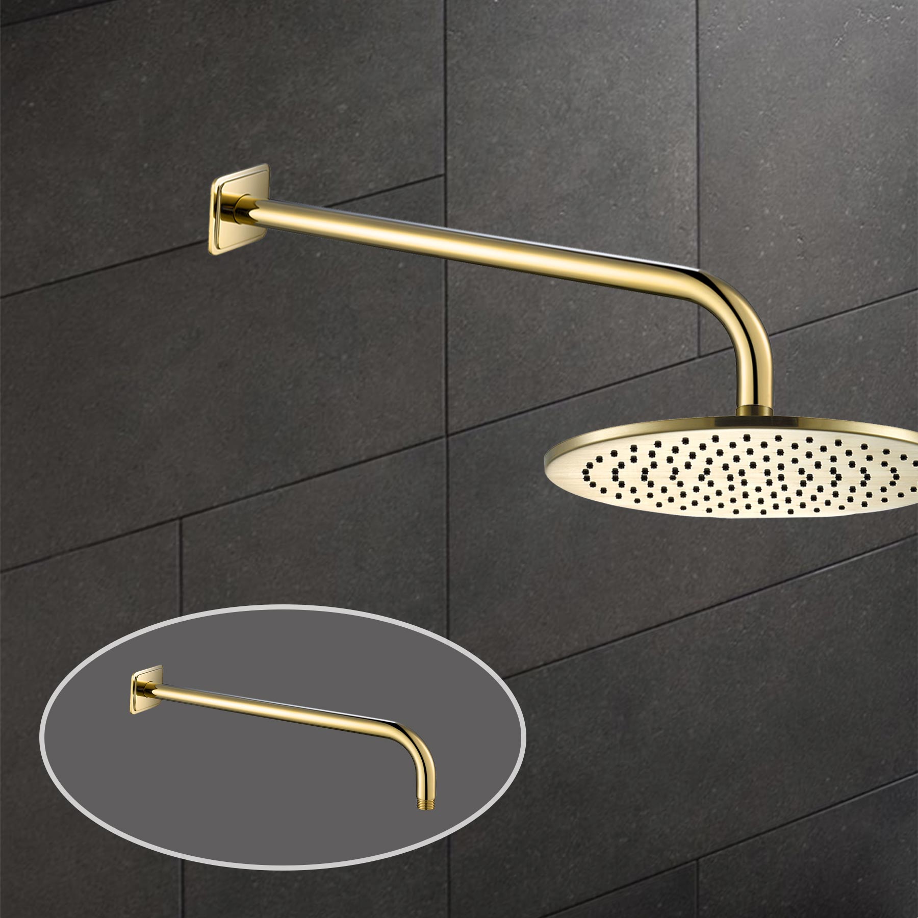 Shower Arm V Rack Gold Shower Arm | Wall Shower Arm | Shower Accessories | Tapron UK