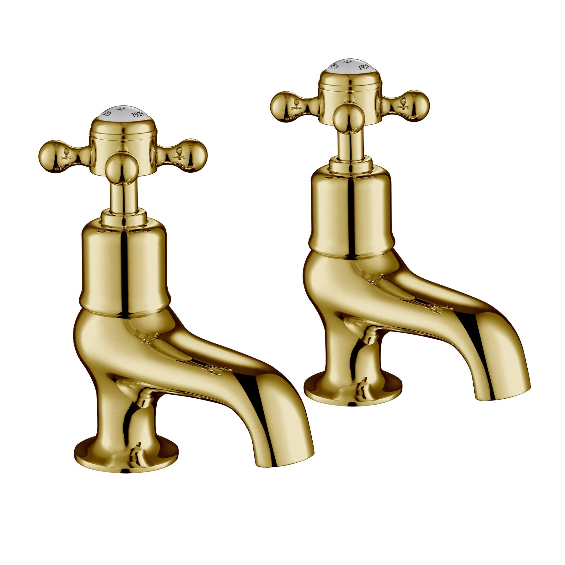 Deck-Mounted Cloakroom Crosshead Basin Pillar Taps- Gold Secondary image
