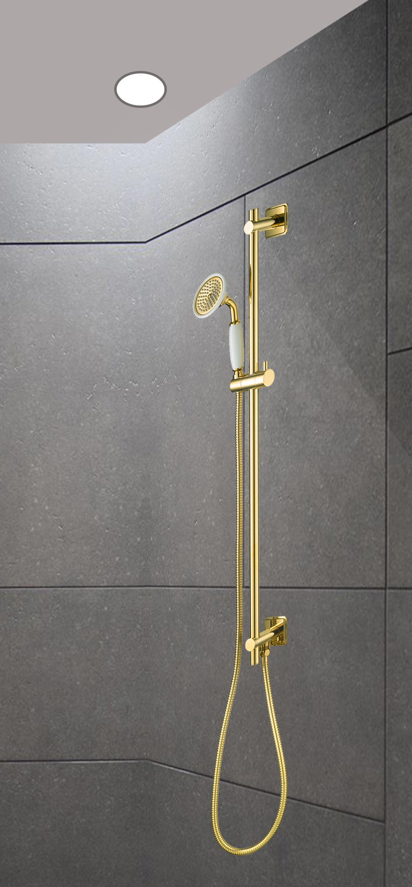 Chester Cross Slide Rail kit with Shower Handset & Hose with Bottom Outlet Entry - Gold Finish, LP 0.2