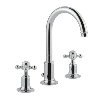 Traditional Deck Mounted 3 Hole Basin Mixer Tap with Crosshead Handles and Waste Secondary image