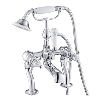 Traditional Deck Mounted Bath Shower Mixer Tap with Shower Kit – Chrome Secondary image