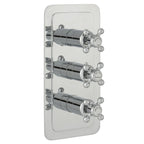  Crosshead Two Outlet 3 Control Concealed Thermostatic Shower Valve Vertical - Chrome