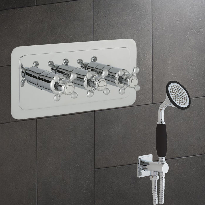 Chester Crosshead Two Outlet Concealed Thermostatic Shower Valve Horizontal - Chrome