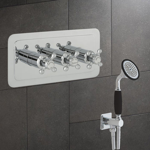 Chester Crosshead Two Outlet Concealed Thermostatic Shower Valve Horizontal - Chrome