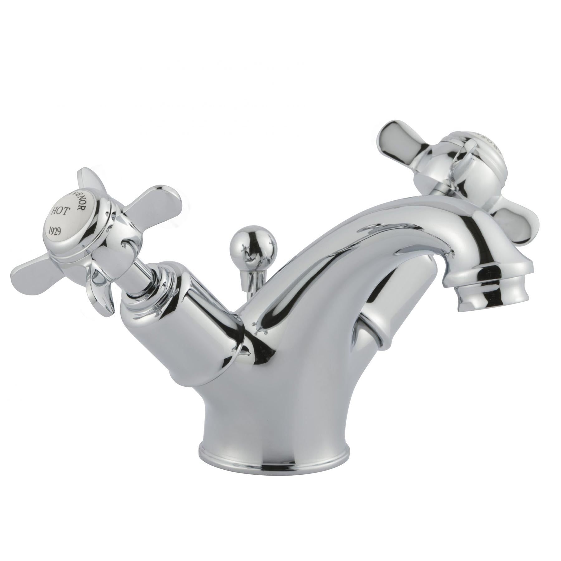 Chester Dual Pinch Handle Basin Mixer Tap with Pop-up Waste - Chrome