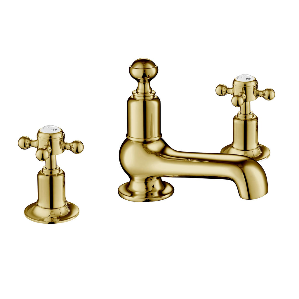 Chester Gold Cross 3 Hole Deck Mounted Gold Bath Filler LP 0.2