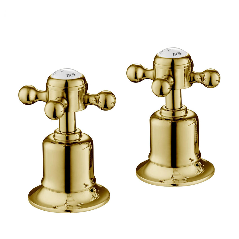 Chester Gold Cross Panel Valves 3/4 – Brass with nickel finishing – LP 0.2. Brushed gold wall mounted bathroom faucet resist corrosion and tarnishing, exceeding industry durability standards.