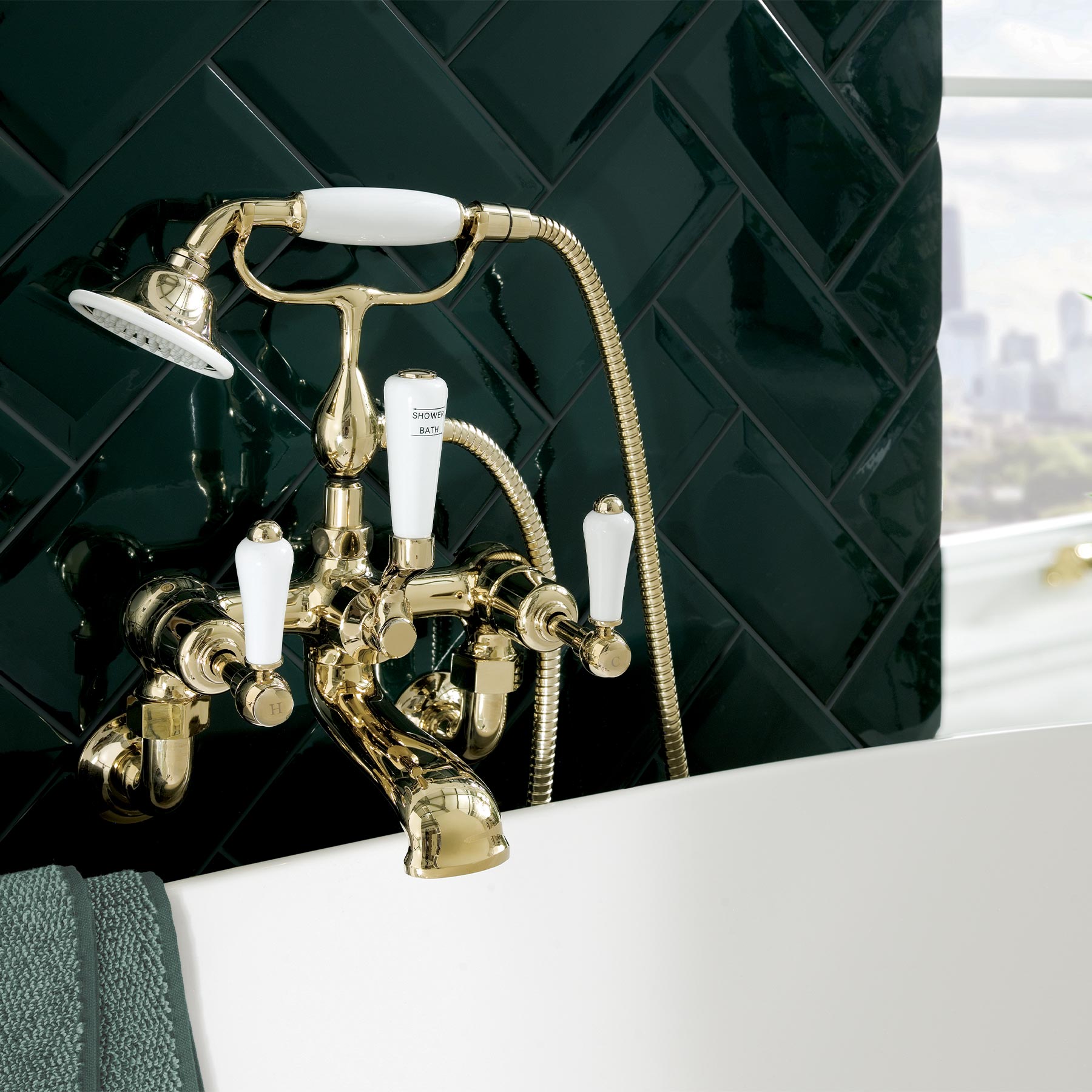 Gold Lever Bath shower mixer wall mounted with kit, MP 0.5