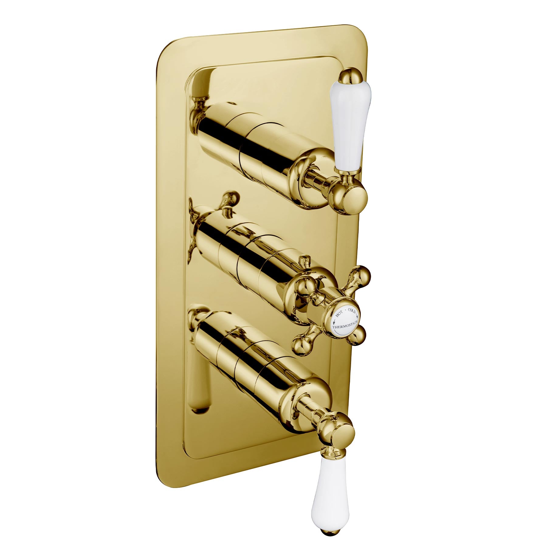 Gold Lever Thermostatic Concealed 3 Outlet Shower Valve, Vertical  Main image