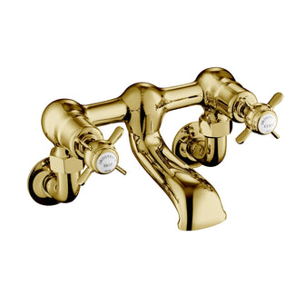 Traditional Wall-Mounted Pinch Crosshead Bath Filler Tap - Polished Gold Secondary image