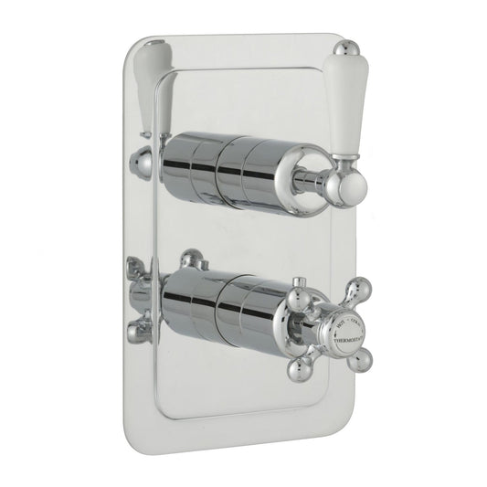 Chester Lever Two Outlet Concealed Thermostatic Shower Valve Vertical - Chrome [85671 Chrome] 1800