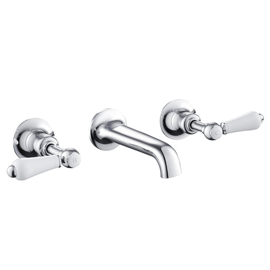 Chester Lever 3 Hole Wall Mounted Basin Mixer - Chrome 1800