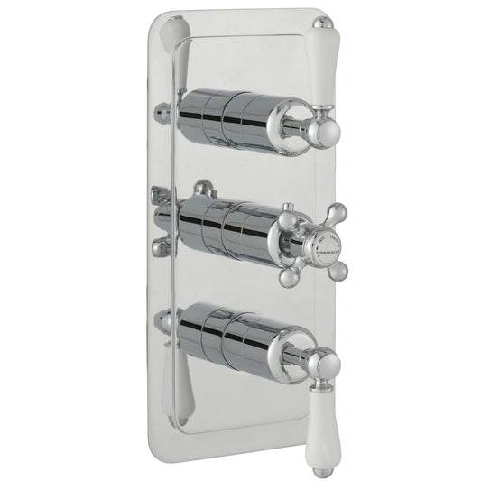 Chester Lever Three Outlet Concealed Thermostatic Shower Valve, Vertical - Chrome 1800