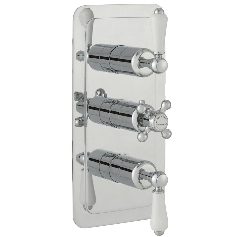 Chester Lever Three Outlet Concealed Thermostatic Shower Valve, Vertical - Chrome