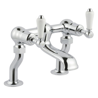 Traditional Deck-Mounted Bath Mixer Tap with Lever Handles- Chrome Secondary image