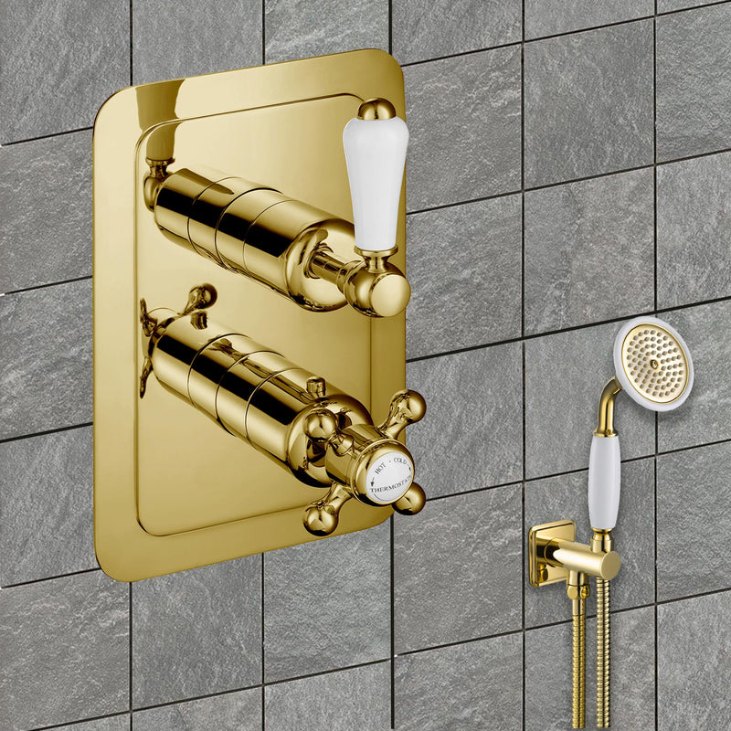 Chester Lever Gold Thermostatic Concealed 1 Outlet Shower Valve - vertical, MP 0.5