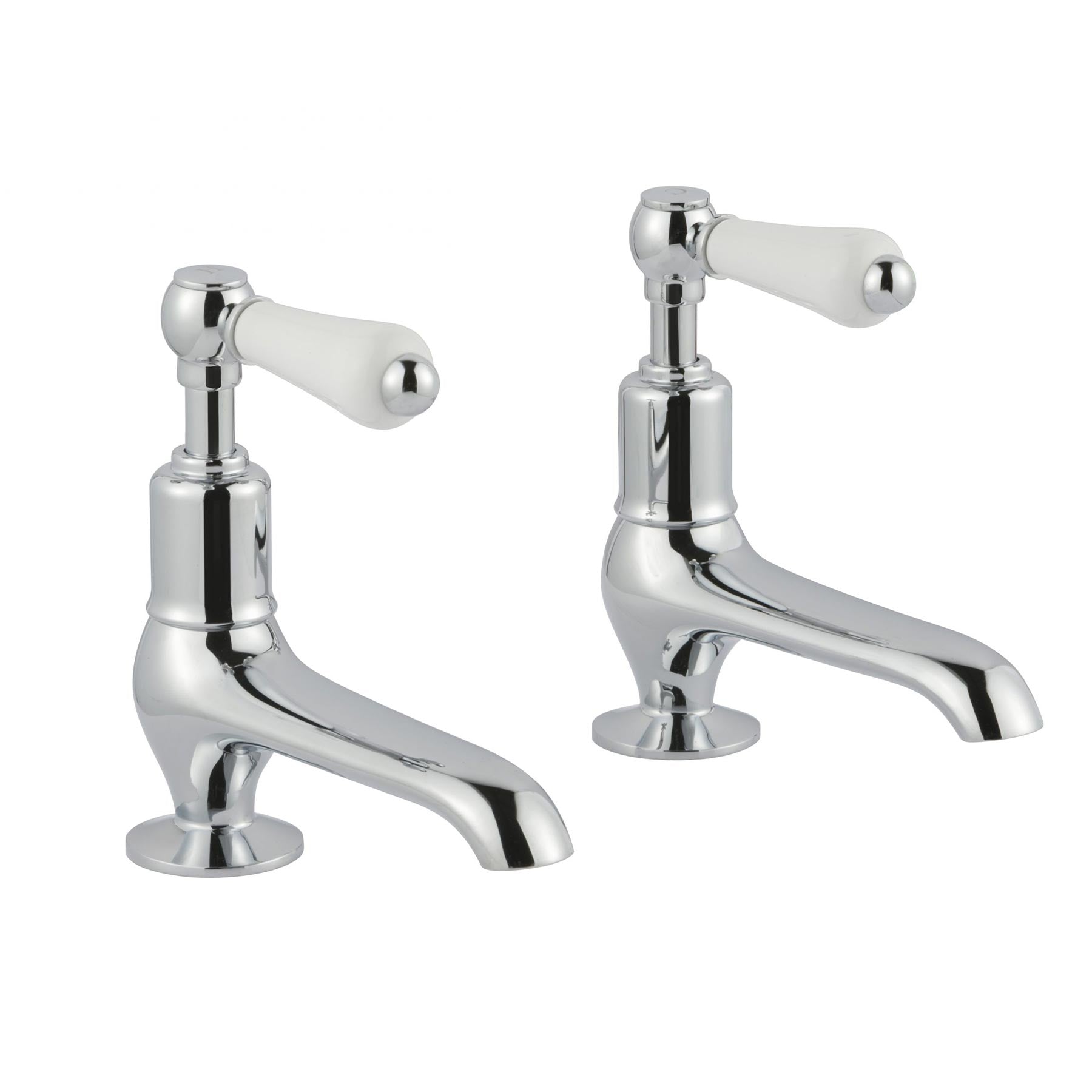 Deck-Mounted Victorian Long-Nose Lever Basin Pillar Taps- Chrome Secondary image