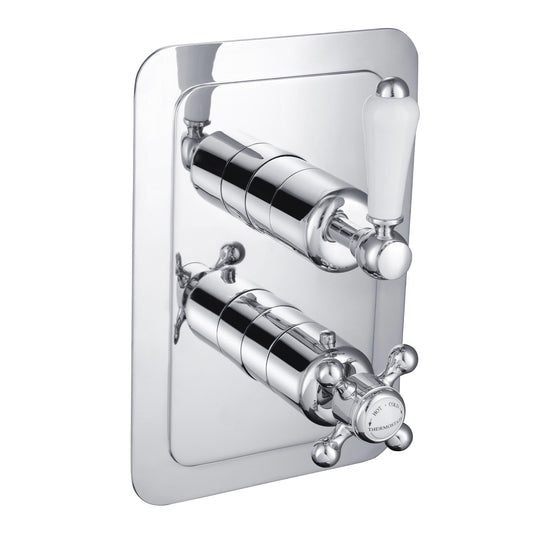 Chester Lever Single Outlet Concealed Thermostatic Shower Valve, Vertical - Chrome 1800