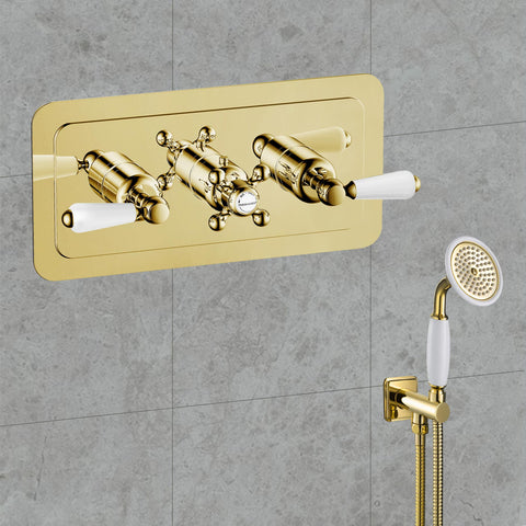 Lever Thermostatic Concealed 2 Outlet Shower Valve, Horizontal
