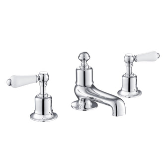 3-Hole Deck-Mounted Bath Filler Tap with White Lever Handles- Chrome Secondary image