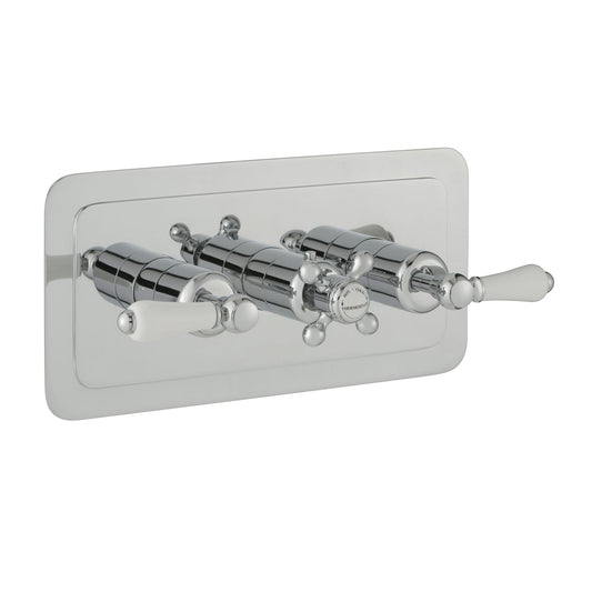Chester Lever Two Outlet Horizontal Concealed Thermostatic Shower Valve - Chrome 1800