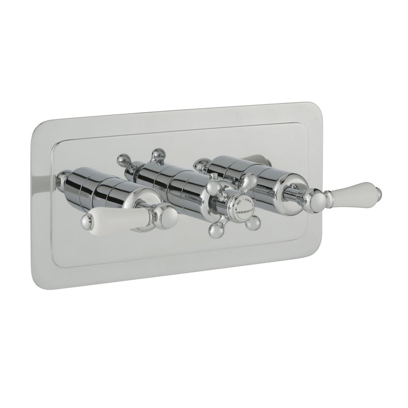 Chester Lever Two Outlet Horizontal Concealed Thermostatic Shower Valve - Chrome