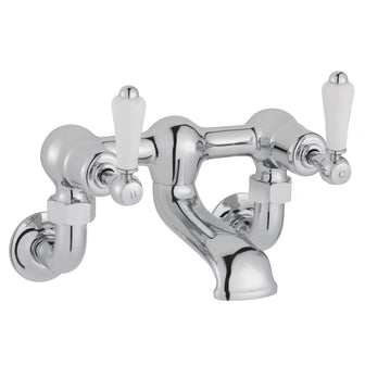 White Lever Wall Mounted Bath Filler Tap - Chrome Secondary image
