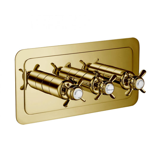 Chester Pinch Thermostatic Concealed 2 Outlet Shower Valve - Brushed Gold , MP 0.5 [98693G] 1800