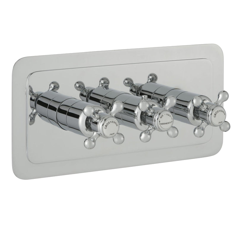 Chester Crosshead Two Outlet Concealed Thermostatic Shower Valve Horizontal - Chrome [76693]