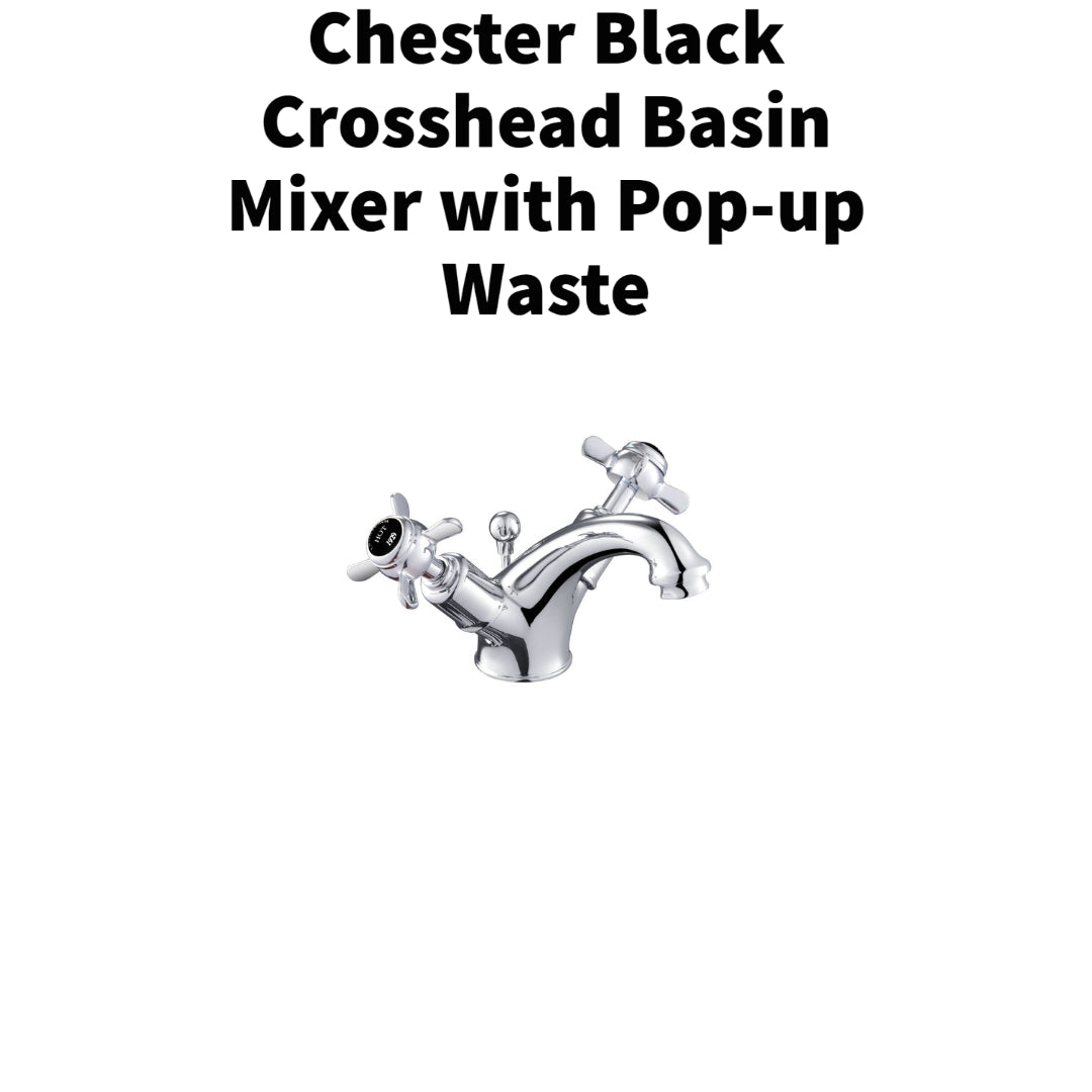 Chester Black Crosshead Basin Mixer with Pop-up Waste 