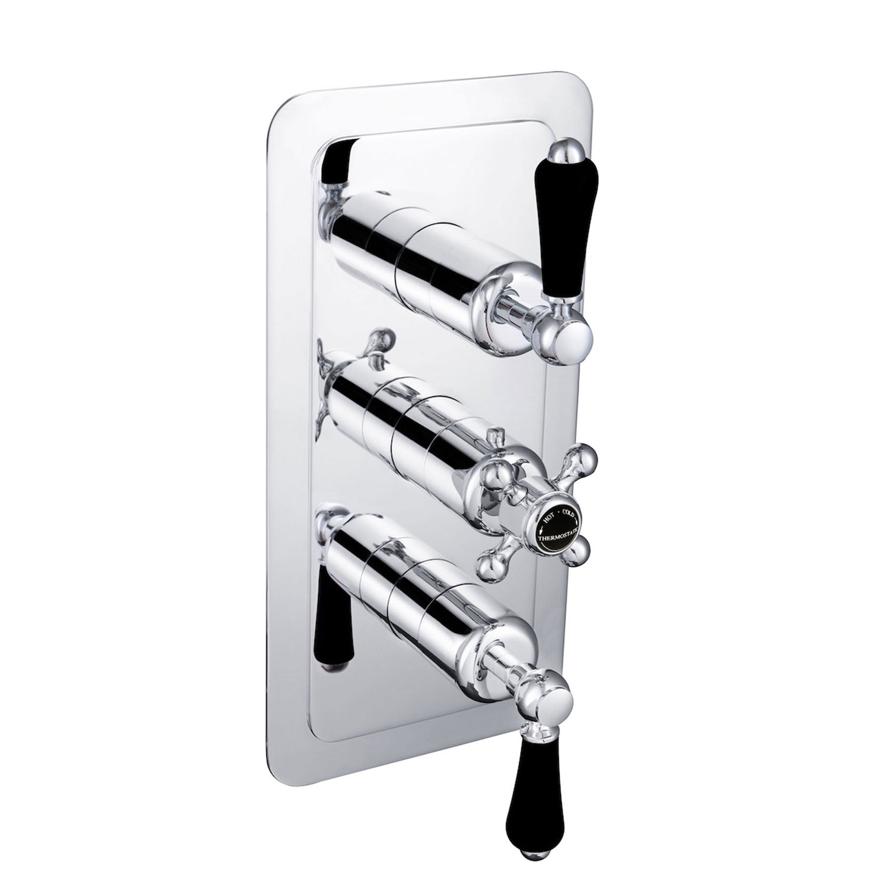 Black Lever Thermostatic Conceal 2 Outlet Shower Valve Vertical [GB85690]