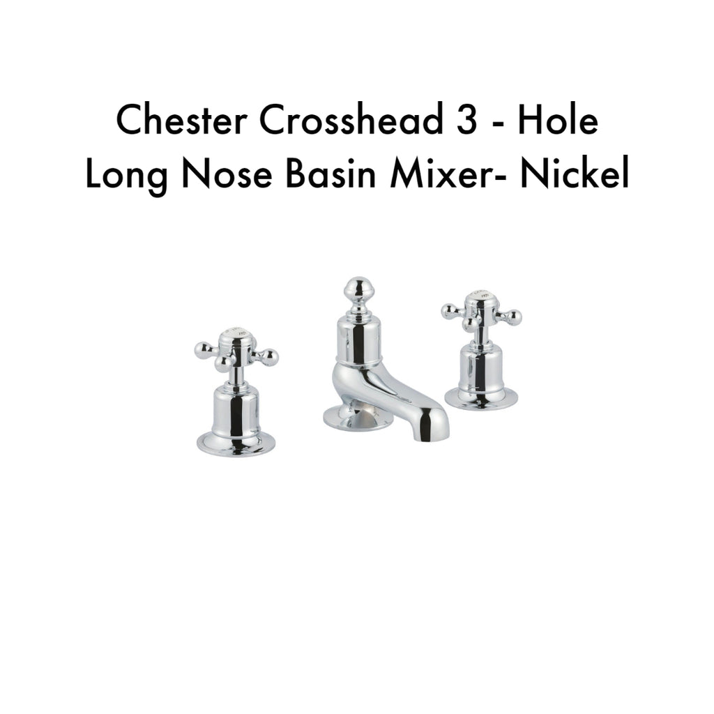 Crosshead 3 - Hole Long Nose Basin Mixer- Nickel