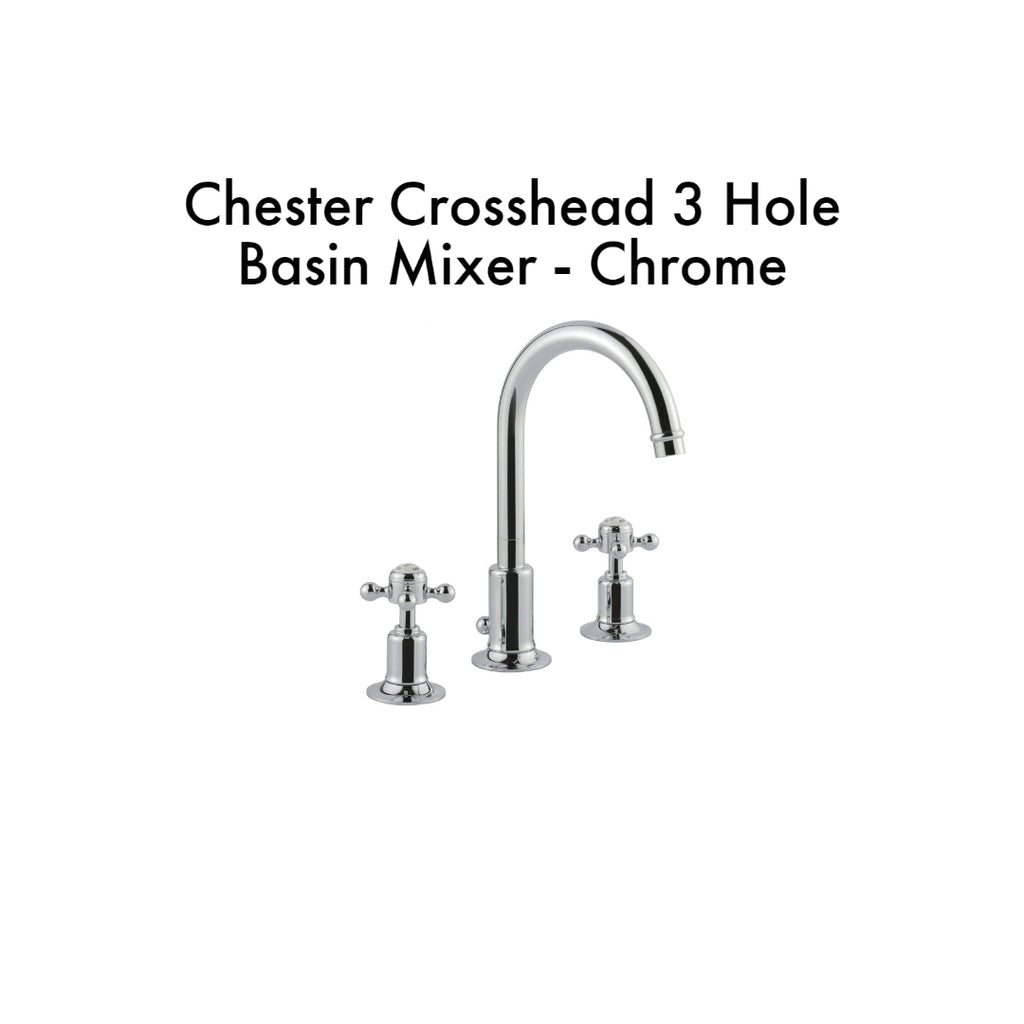  Crosshead 3 Hole Basin Mixer - Chrome
