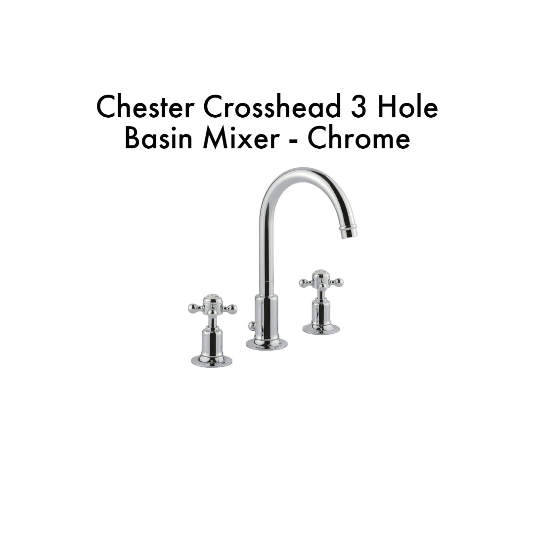  Crosshead 3 Hole Basin Mixer - Chrome