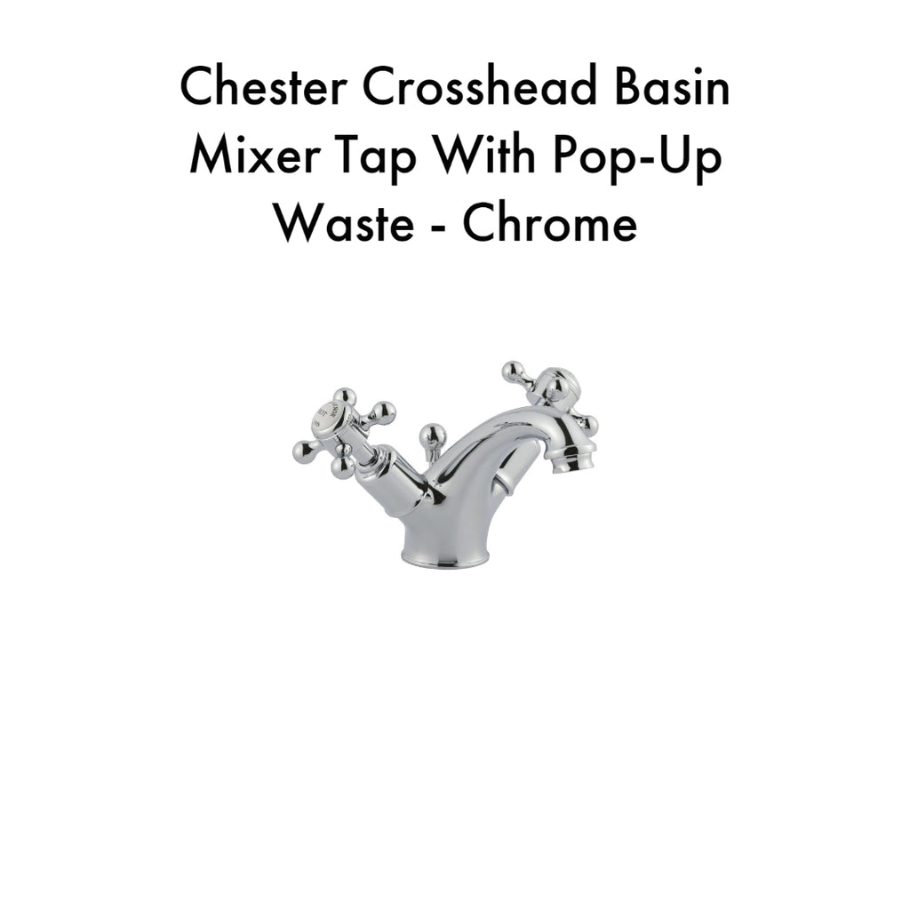Chester Crosshead Basin Mixer Tap With Pop-Up Waste - Chrome