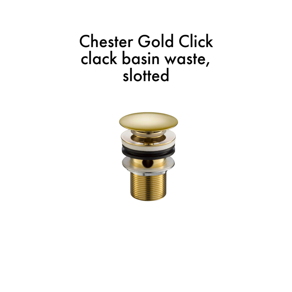 Chester Gold Click Clack Basin Waste, Slotted - Brushed Brass
