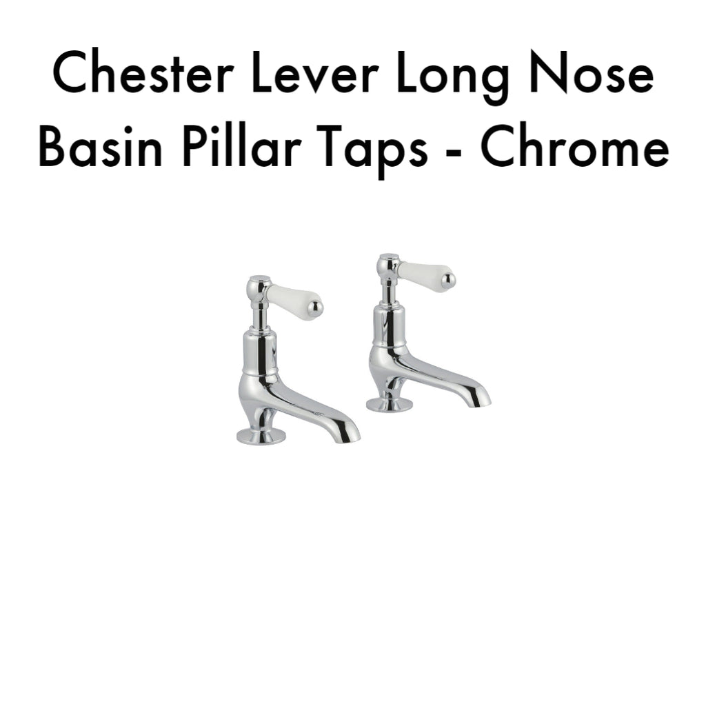 Chester Lever Long Nose Basin Pillar Taps - Chrome