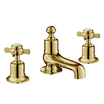 3-Hole Deck-Mounted Pinch Crosshead Bath Filler Mixer Tap - Gold Secondary image