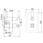Concealed Thermostatic Shower Valves Technical Drawing
