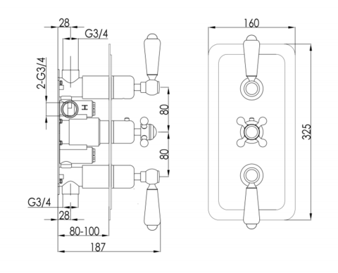 2 outlet concealed shower mixer valve