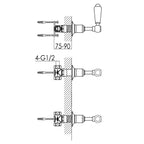 Chester Lever Wall Mounted Valves Technical Drawing