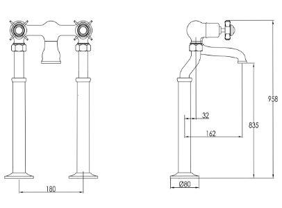 Bath Filler Tap Technical Drawing