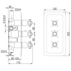 concealed shower valve Technical Drawing