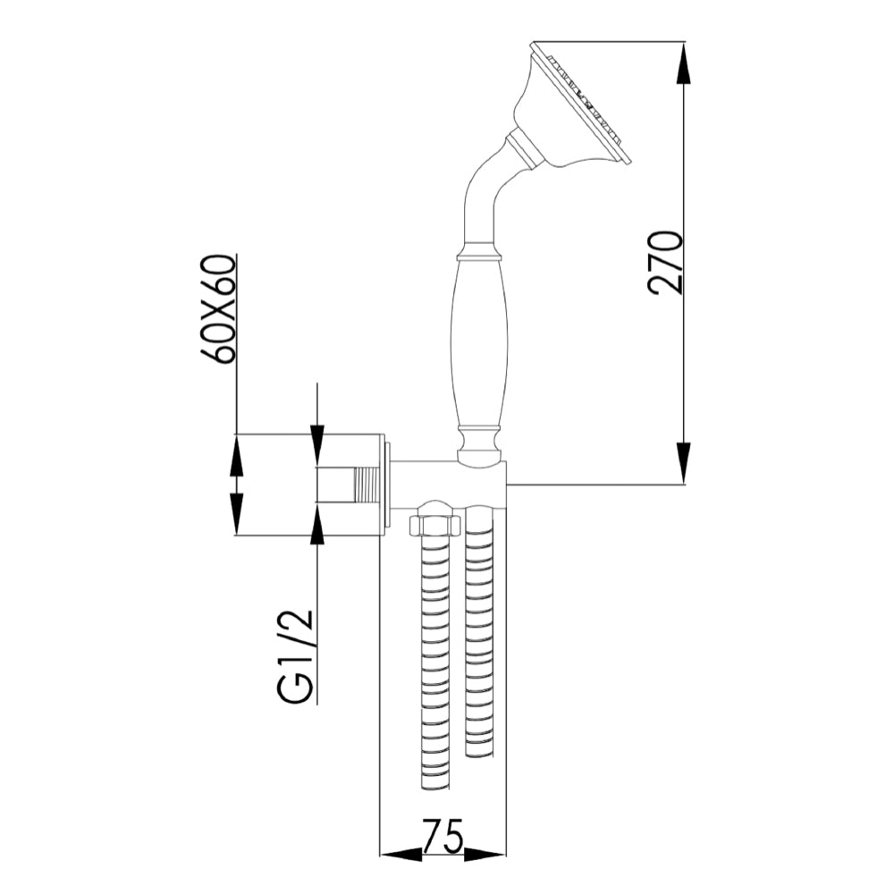 Traditional Outlet Elbow with Bracket & Handset Chrome