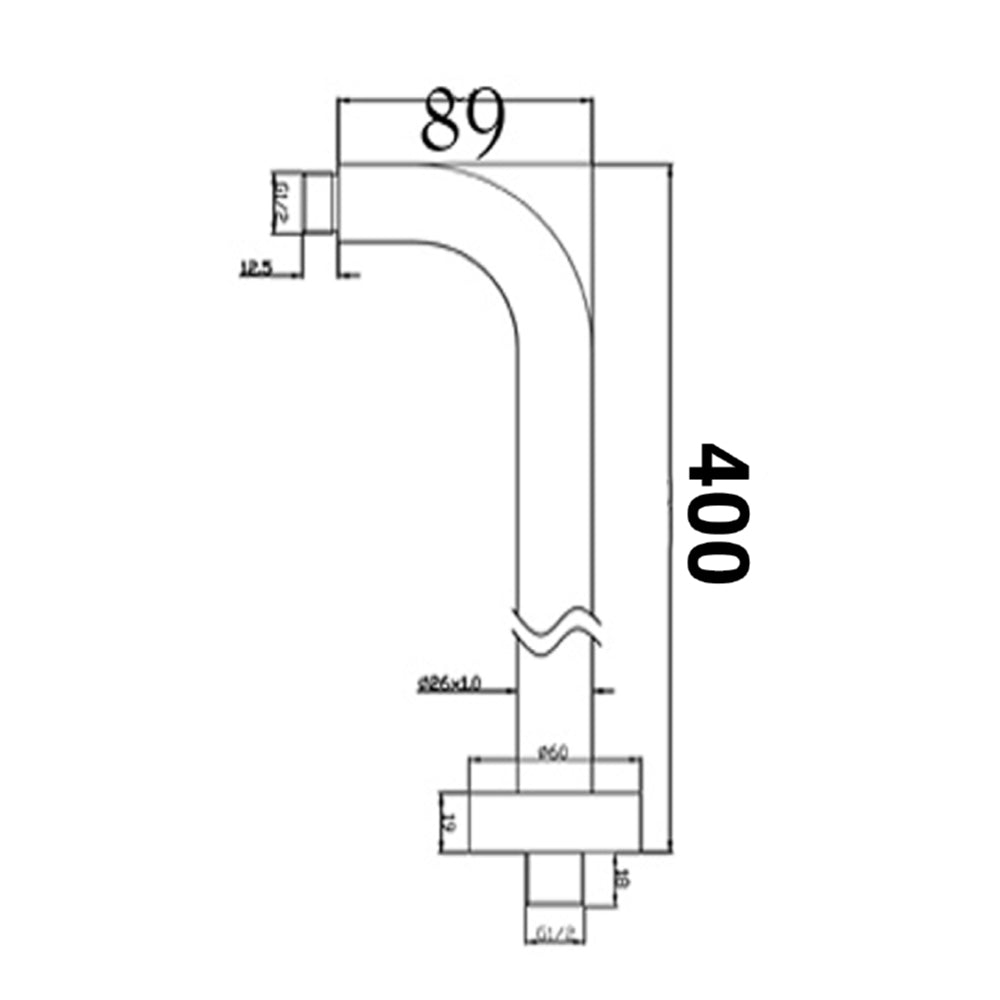 Wall Mounted Shower Arm with Chrome Finish - 400mm Secondary image