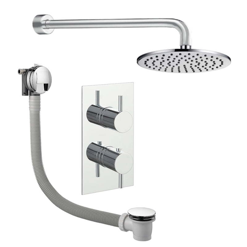Chrome Thermostatic Concealed Shower Set with Overflow Bath Filler